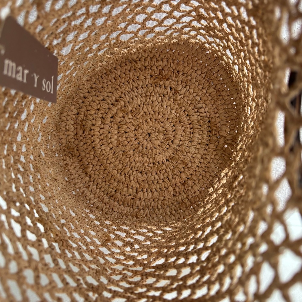Mar Y Sol Willow Wristlet Tote NWT Handmade Crochet Natural Raffia - Picture 7 of 8